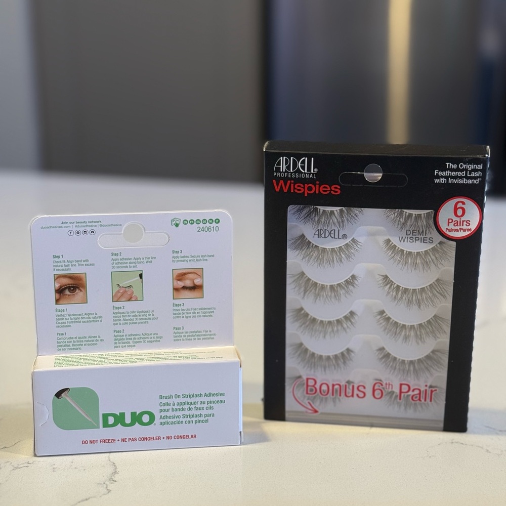 NWB! NEVER USED! Ardell Wispies False Eyelashes with Duo Lash Adhesive